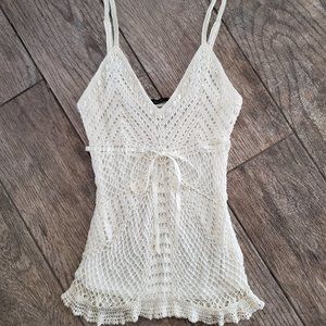 NWOT cream crochet tank top
